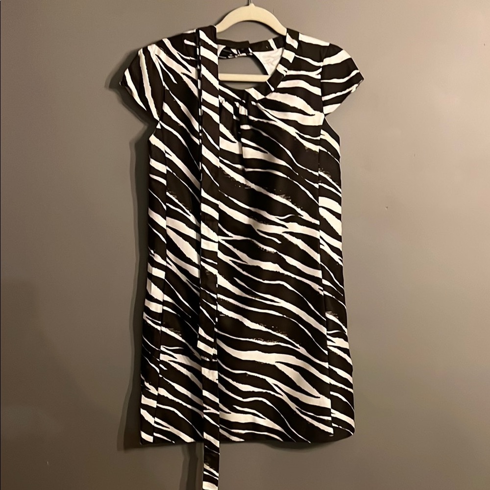 Kate Spade Dorothy Zebra Print Brown and White Flutter Sleeve Mini Dress